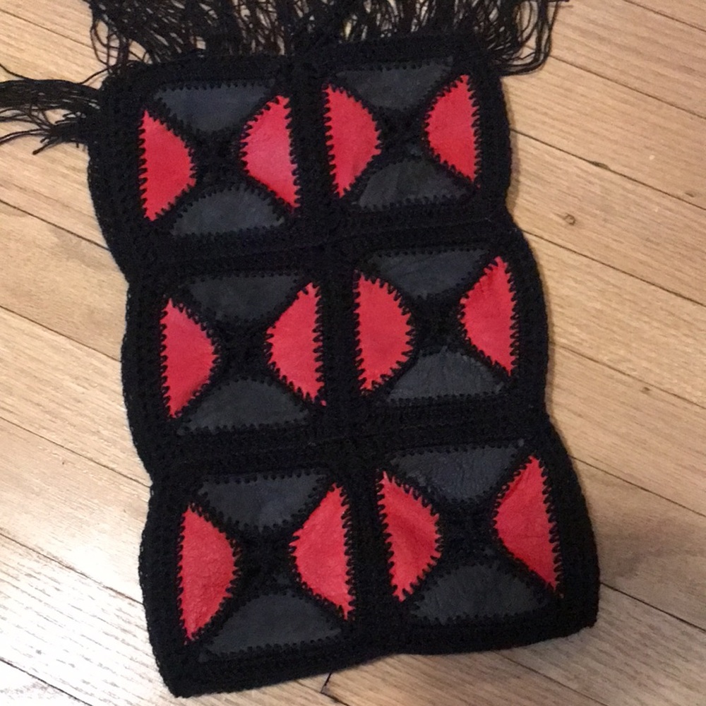 Boho Half Moon Geometric Abstract Fringe Scarf